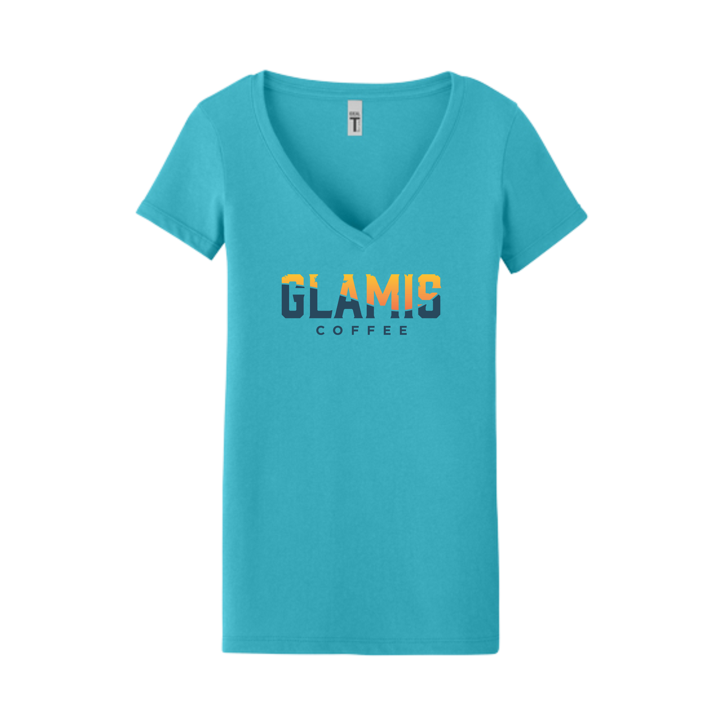 Women’s Teal Glamis Coffee V-Neck Tee