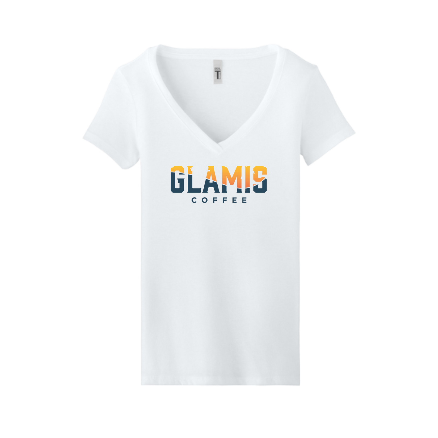 Women’s White Glamis Coffee V-Neck Tee